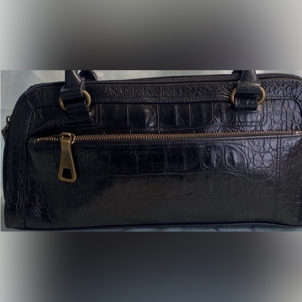 Black Franco Sarto Croc Leather Bag